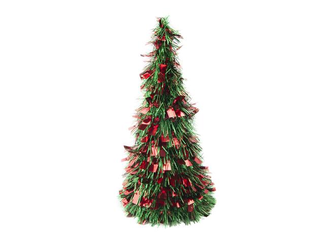 RED AND GREEN TINSEL CHRISTMAS TREE (18")